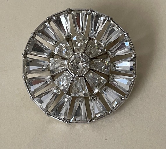 Bogoff clear flower, trapezoid rhinestone brooch - image 1