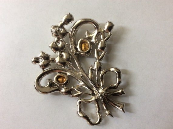 Bogoff flower clear rhinestone brooch pin - image 6