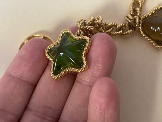 Trifari TM green lucite star, fish charms bracelet - image 8