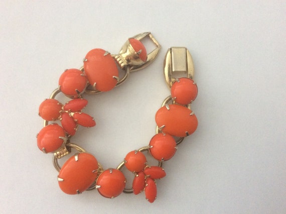 D&E JULIANA  orange glass cabochons five link bra… - image 4