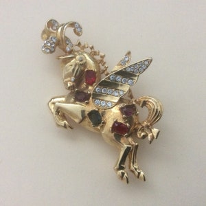 Vendome unmarked Circus Pegasus rhinestone brooch