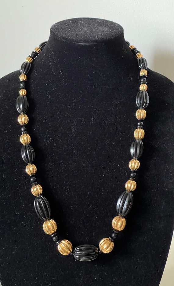 Napier "Jet collection"  black resin, gold beads n