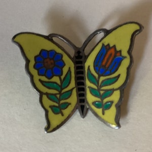 Sterling silver 925  enamel butterfly brooch Thailand