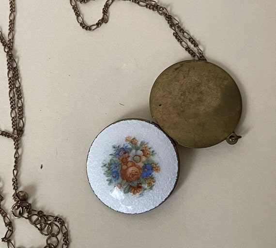 Flower enamel, flower locket pendant with chain - image 2