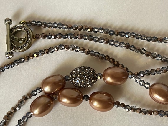 HEIDI DAUS faux pearls  metallic gold, topaz bead… - image 7