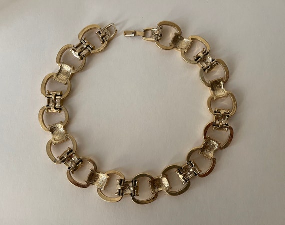 Trifari gold plated modernist, wide, chunky link … - image 6