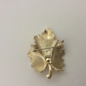 Monet gold plated leaf brooch, pin 2. image 3
