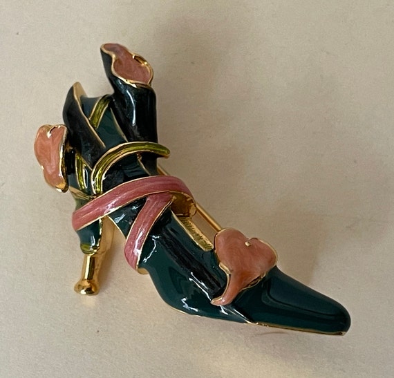 KJL Kenneth Jay Lane enamel shoe brooch - image 2