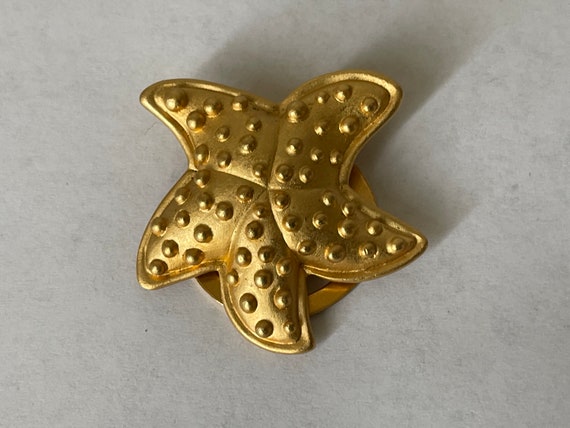 Matte gold, satin gold textured starfish scarf cl… - image 2