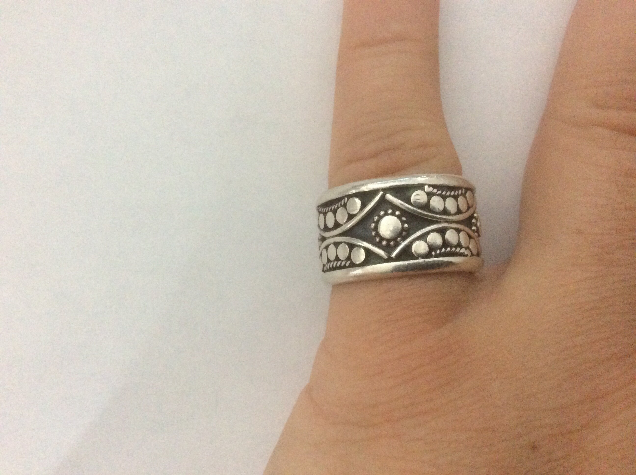 アクセサリー Vintage Silver Oval Dot Grain Ring 925 Solid 925 Sterling Silver Ring, Little Oval Signet