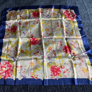 Fabris Venezia floral semi-sheer silk bandana scarf. Italy