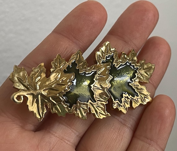 Edgar Berebi green enamel leaf brooch
