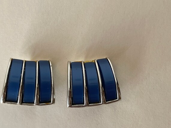 Charel blue thermoset plastic clip-on earrings - image 1