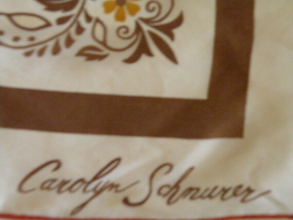 Carolyn Schnurer floral leaf square scarf. 1950-s - image 2