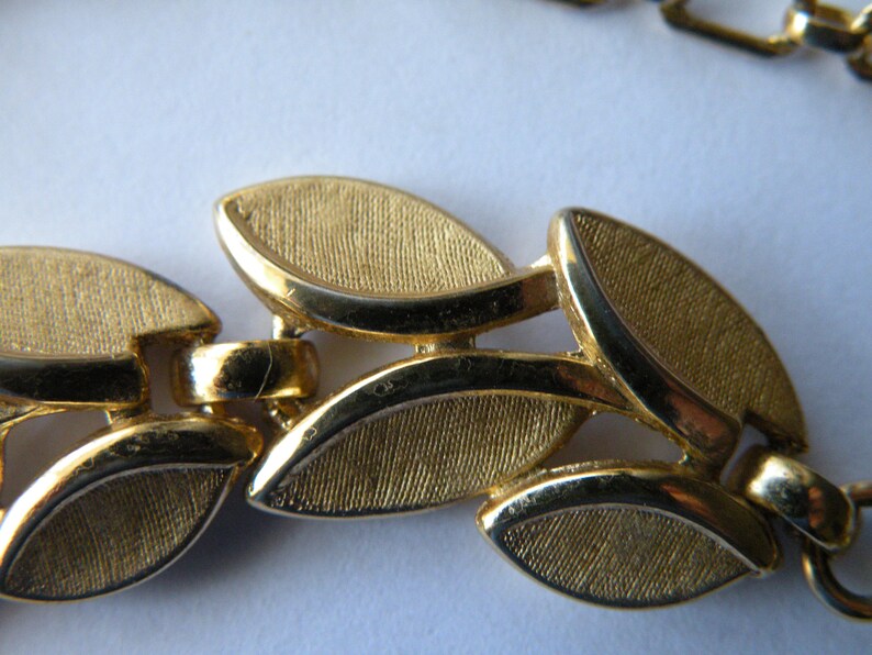 Trifari Leaf Choker Necklace Brushed gold plated.