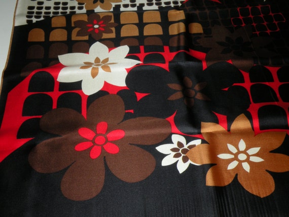 Vintage French flower floral silk scarf. Made in … - image 2