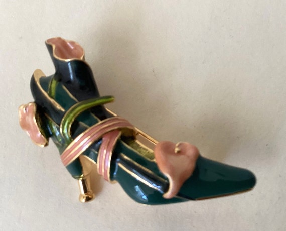 KJL Kenneth Jay Lane enamel shoe brooch - image 1