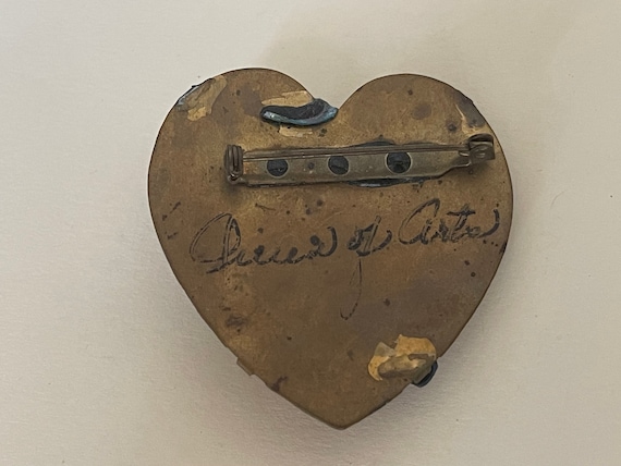 Handmade metal, polymer clay heart brooch - image 4