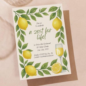 Lemon Party Invite | Printable Canva Template | Elegant Dinner | Zest for Life | Girls Brunch | Bridal Shower | Citrus Invitation