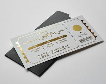 Personalized Gold Foil Scratch Reveal Ticket | Birthday Surprise
