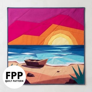 Sunset Beach Modern Quilt Pattern, Beach Fpp, Pdf Download, 36" x 36", Foundation Paper Piecieng