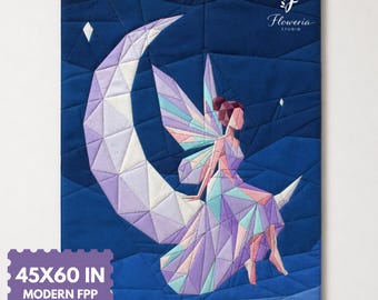 Feen Mondlicht Moderne Quilt Anleitung, Fee FPP, PDF Download, 45 "x 60" Foundation Paper Piecing