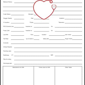 Nurse Report Sheet Single Patient Med/Surg