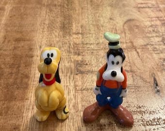 Retro 90s Disney Goofy & Pluto Figures, Disneyland Park Souvenirs