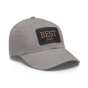 Dad Hat, beste vader zwart leren patch Dad Hat, cadeau voor Vaderdag, casual grijze pet voor heren, dagelijks gebruik, vader&#39;s verjaardag
