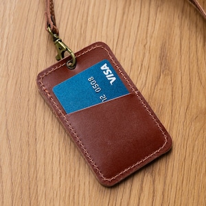 Leren ID-kaarthouder, badgehouder met sleutelkoord, ID-badgehouder leraar, gepersonaliseerde ID-kaarthouder, verticale ID-kaarthouder