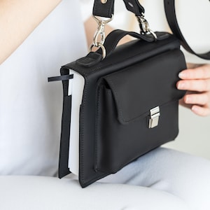 Black book covers, Book cover with handle, A5 book cover, Leather book bag with pocket, Black book bags, Book reader gift, Book carrier