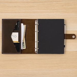 Leather ring binder a5, a4, a6, Custom refillable planner binder, Handmade binder organizer, Personalized binder notebook cover with pockets