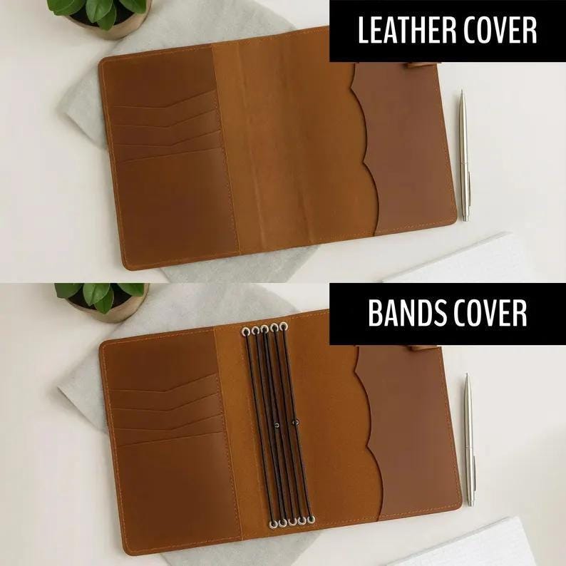 A5 journal cover, Genuine leather journal cover with pen holder, Travelers journal cover a5,Custom journal cover gift,Handmade journal cover image 8