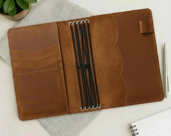 A5 journal cover, Genuine leather journal cover with pen holder, Travelers journal cover a5,Custom journal cover gift,Handmade journal cover