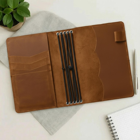 A5 journal cover, Genuine leather journal cover with pen holder, Travelers journal cover a5,Custom journal cover gift,Handmade journal cover