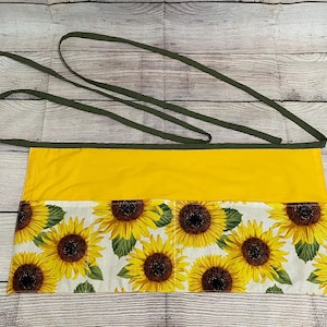 Handmade Sunflower Half Apron: Cotton Teacher, Garden, Craft Apron