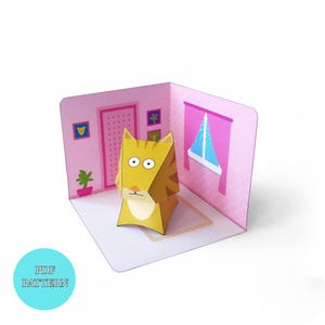 Printable Paper Cat Toy – DIY Cut and Glue Craft for Kids – PDF Download