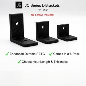 Plastic L-Brackets .75"-2.5" (8-Pack | Screws not Included) - Indoor Corner Mounts for DIY, Electronics & Light Shelving