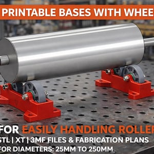 Welding Roller Stand | Rolling Base for Cylindrical Parts | 3D Printable Tool | Pipe Welding Roller | Machine Shop Tool | STL XT 3MF Plans