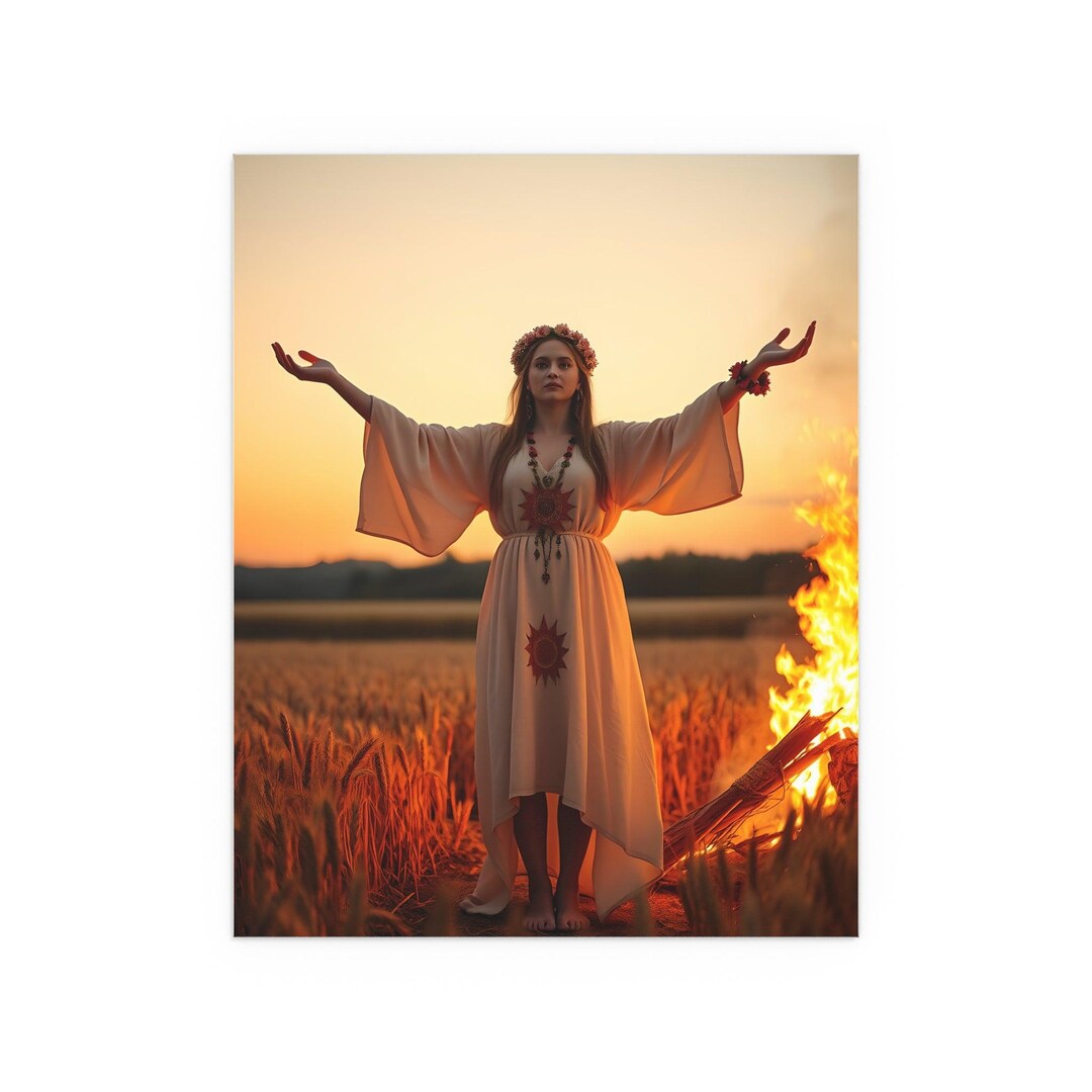Poster: Wiccan Priestess Ritual Sunset Wheat Field - Etsy