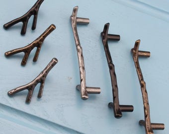 Antique Silver Tree Branch Drawer handle pull knob- Antique Bronze Twigs Cabinet Pull ,Retro Branch Handles, Bronze cabinet handle brassknob