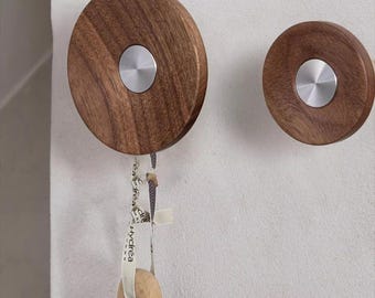 Round wooden handles/Solid wood wardrobe drawer pulls/Walnut Cabinet Knobs/Oak Handles/Coat Rack/Unique Home Decor Hardware