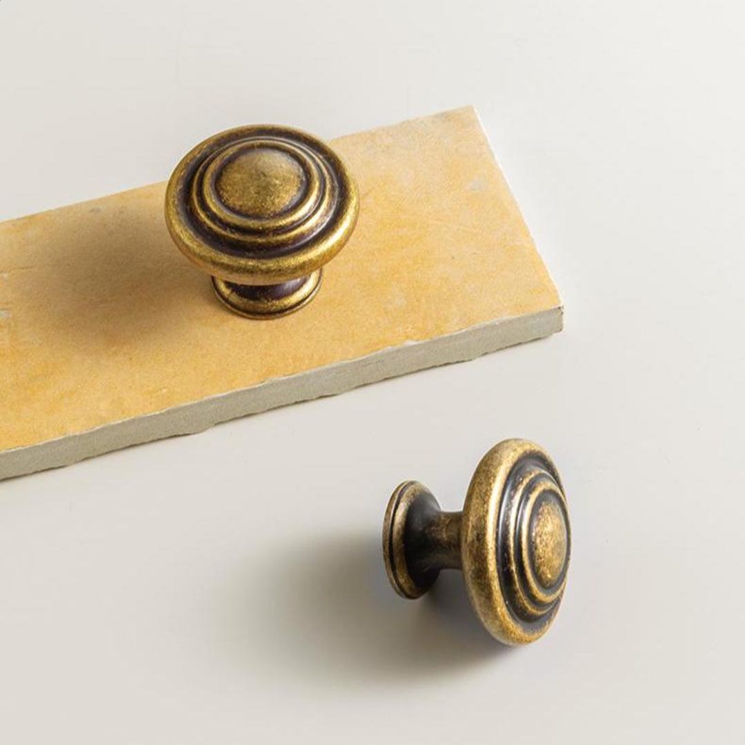 Antique Bronze Dresser Knob With Backplate, Retro Cabinet Hardware - Etsy
