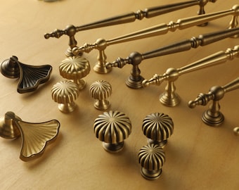 Aged textured Cabinet Handles Pull/Antique Brass Door Handles/Solid Brass/Brushed Brass Handles/Knobs Pulls/Antique Cabinet Knobs