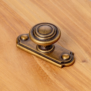 Antique Bronze Dresser Knobs with Backplate/Round Brass Knob for Cabinets and Drawers/Retro Cabinet Knob/Drawer Knobs Cabinet Hardware