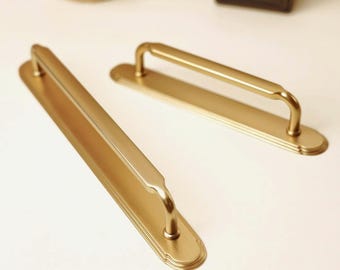 pulls with backplate/Cabinet Hardware/ Drawer Pulls/ Kitchen Cabinet Knobs & Pulls/Champagne Brass Bar Handles/Gold Wardrobe Knob