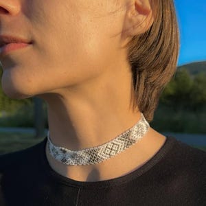 Tiny Bead Necklace Choker, Handmade Multi White Gray Beaded Necklace Jewelry, Minimalist Birthday Gift for Her