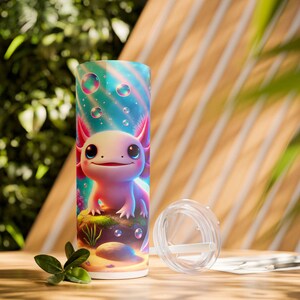 Cute Axolotl Skinny Tumbler with Straw, 20oz, Fun Drinkware, Water Bottle, Gifts for Animal Lovers, Summer Vibes, Cute and Adorable Design