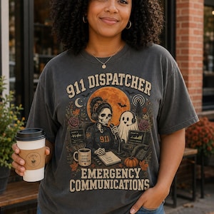 911 Dispatcher Halloween Shirt, Spooky Emergency Dispatcher Tee, Comfort Colors 1717