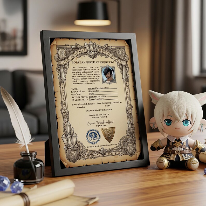 FFXIV Birth Certificate Template Fan Made Digital Download (canva